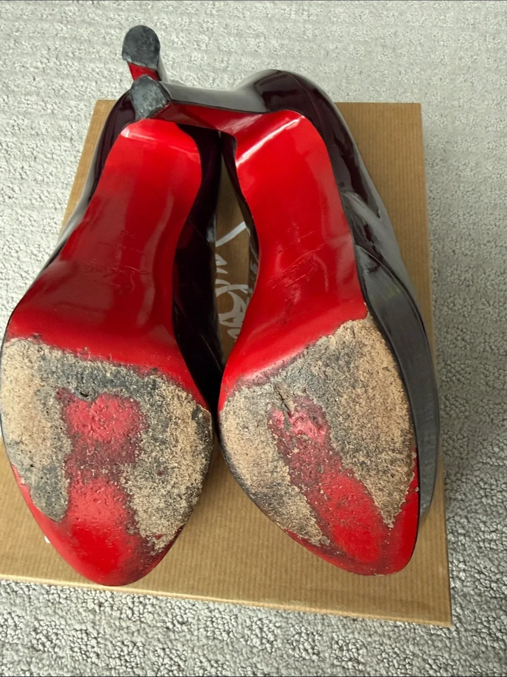 Christian Louboutin Burgundy Patent Platform Stiletto Pumps